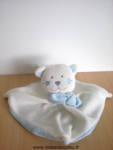 Doudou Ours - Marque non connue - Ours sergei en polaire blanc bleu 