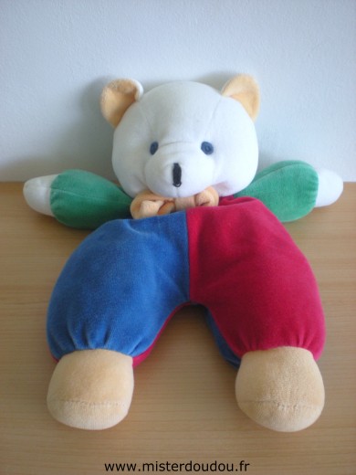Doudou Ours - Marque non connue - Rouge bleu vert blanc 