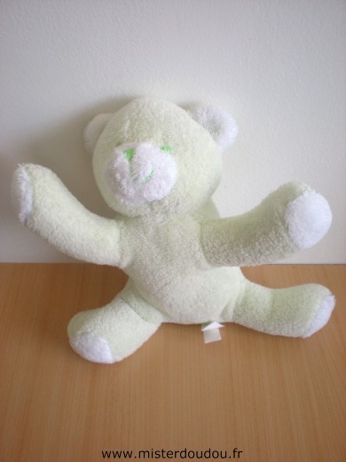 Doudou Ours - Marque non connue - Vert clair et blanc 