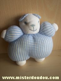 Doudou Ours - Marque non connue - Vichy bleu 