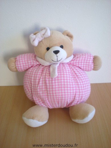 Doudou Ours - Marque non connue - Vichy rose 