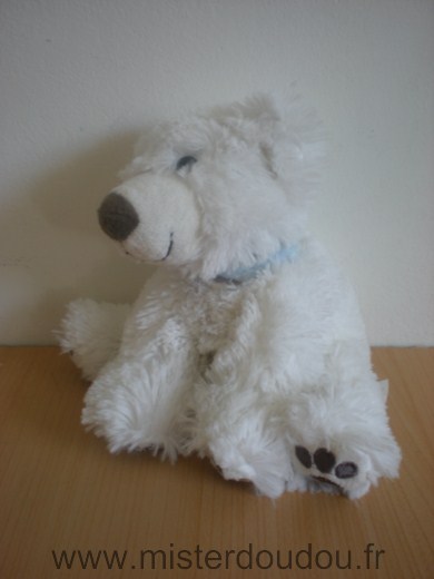 Doudou Ours Maxita Blanc foulard bleu 