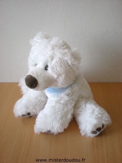 Doudou Ours Maxita Blanc foulard bleu 