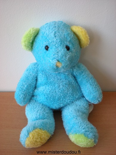 Doudou Ours Maxita Bleu vert jaune 