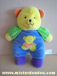 Doudou Ours Maxita Jaune bleu vert orange 