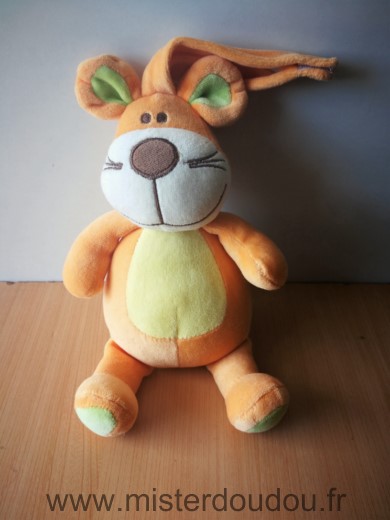 Doudou Ours Maxita Orange jaune vert 