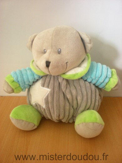 Doudou Ours Mes petits cailloux Gris bleu etoile 