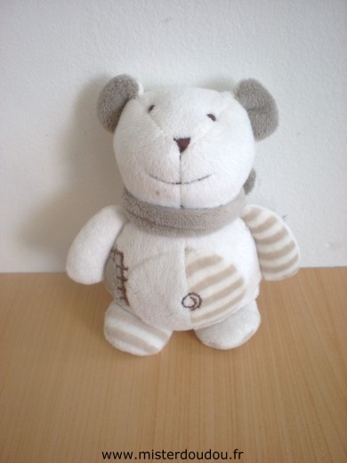 Doudou Ours Mgm Ecru beige Boite sonore, rires enfants dans le ventre