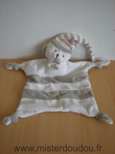 Doudou Ours Mgm Raye blanc gris dodo d amour credit mutuel 