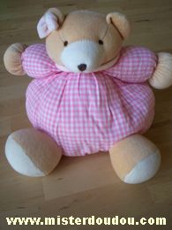 Doudou Ours Mgm Vichy rose blanc 