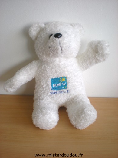 Doudou Ours Mmv Blanc ecusson mmv 