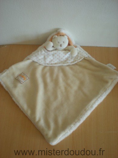 Doudou Ours Moulin roty Beige orange basile et lola Velour tout doux dessous