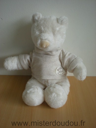 Doudou Ours Moulin roty Blanc pull beige basile et lola 