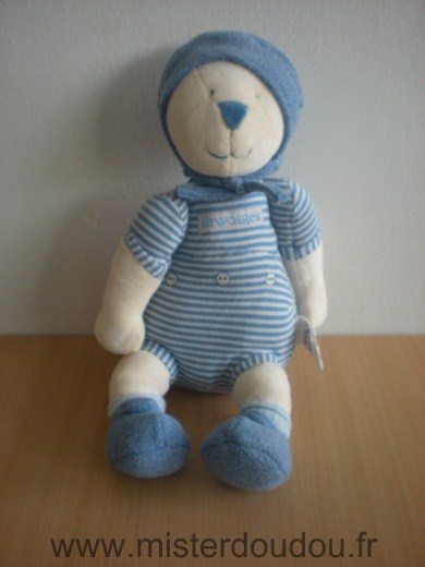 Doudou Ours Moulin roty Les trois ours mrsa , bleu blanc 