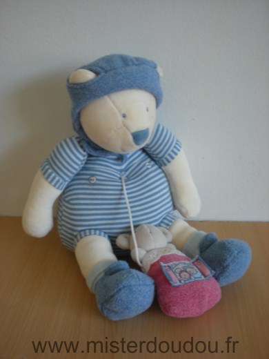 Doudou Ours Moulin roty Lila patachon bleu 