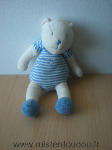 Doudou Ours Moulin roty Patachon bleu blanc 