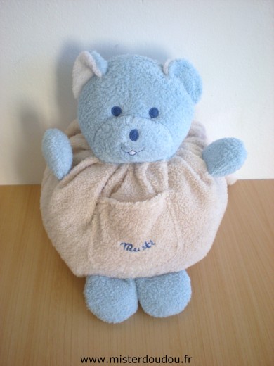 Doudou Ours Mustela Beige bleu 