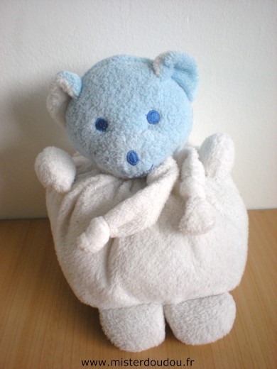 Doudou Ours Mustela Blanc bleu 