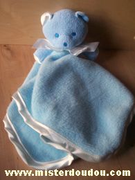 Doudou Ours Mustela Bleu Ours plat matiere polaire