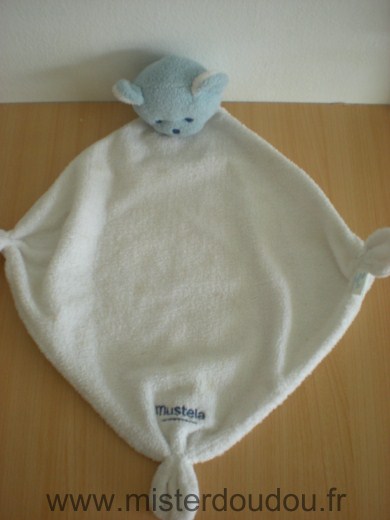 Doudou Ours Mustela Bleu blanc 