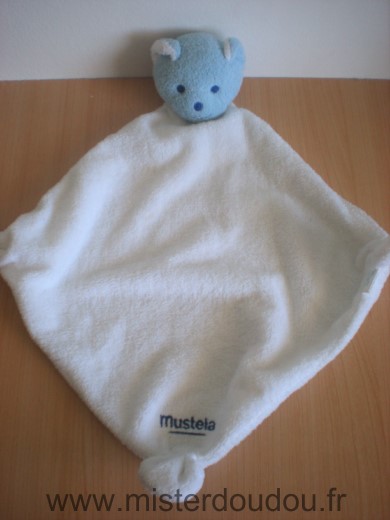 Doudou Ours Mustela Bleu blanc 