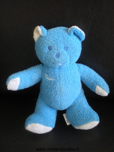 Doudou Ours Mustela Bleu blanc 