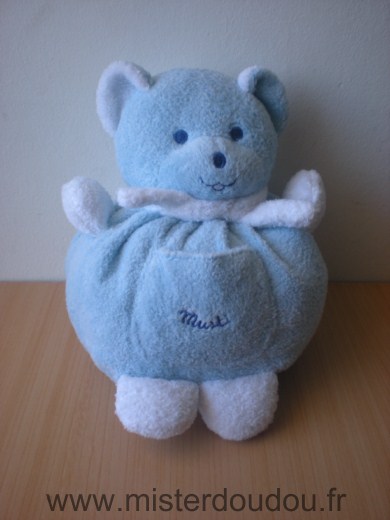 Doudou Ours Mustela Bleu blanc 