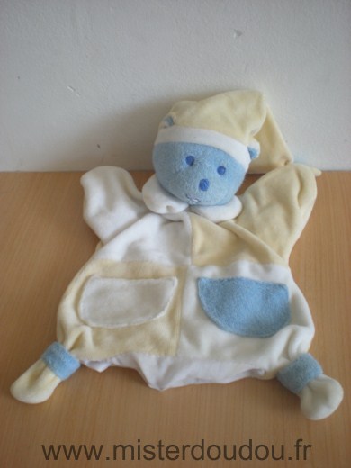 Doudou Ours Mustela Bleu blanc jaune 