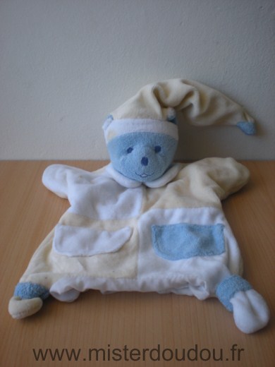 Doudou Ours Mustela Bleu blanc jaune 