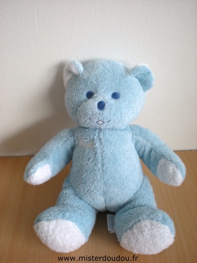 Doudou Ours Mustela Bleu blanc musti 