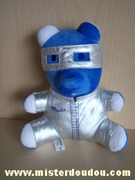 Doudou Ours Mustela Bleu gris metalisé 