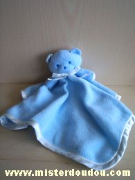 Doudou Ours Mustela Bleu liseret blanc 