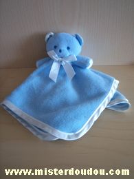 Doudou Ours Mustela Bleu liseret blanc 