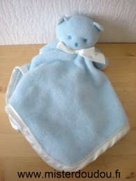 Doudou Ours Mustela Bleu liseret blanc 