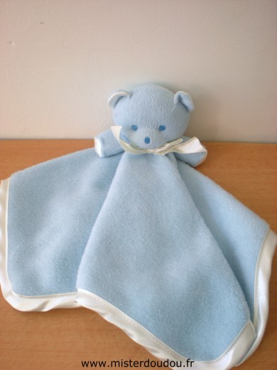 Doudou Ours Mustela Bleu liseret blanc 