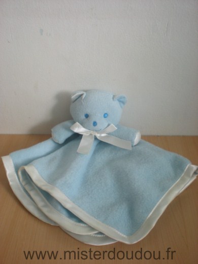 Doudou Ours Mustela Bleu polaire liseret blanc 