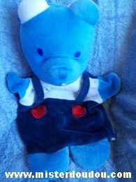 Doudou Ours Mustela Bleu salopette bleu marine 