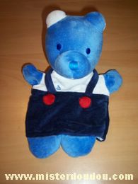 Doudou Ours Mustela Bleu salopette marine 