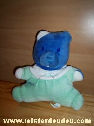 Doudou Ours Mustela Bleu vert 