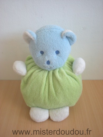 Doudou Ours Mustela Bleu vert 