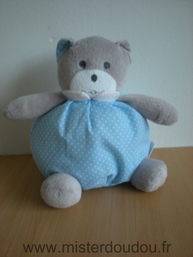 Doudou Ours Mustela Gris bleu points blanc 