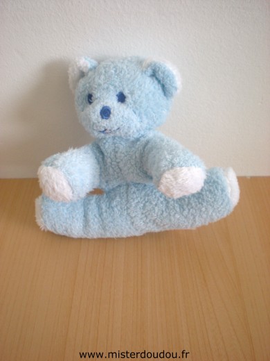 Doudou Ours Mustela Mini musti bleu blanc 