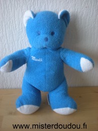 Doudou Ours Mustela Musti bleu 