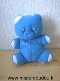 Doudou Ours Mustela Musti bleu 