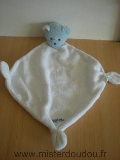 Doudou Ours Mustela Musti bleu blanc 