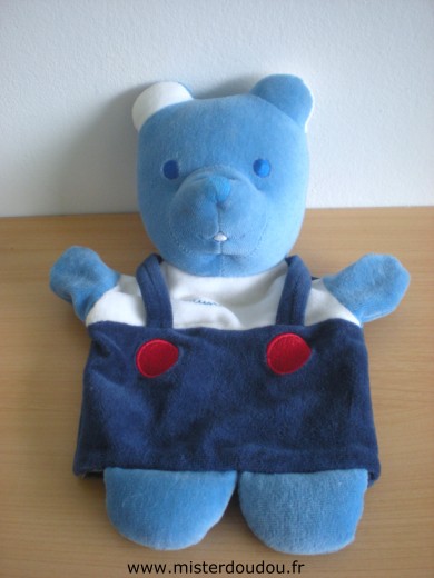 Doudou Ours Mustela Musti bleu blanc 