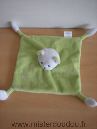 Doudou Ours Mustela Vert blanc 