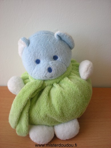 Doudou Ours Mustela Vert bleu 