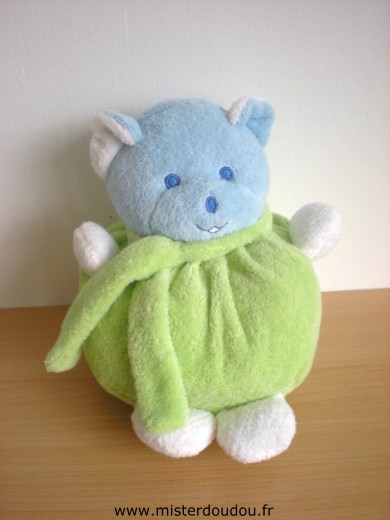 Doudou Ours Mustela Vert bleu 