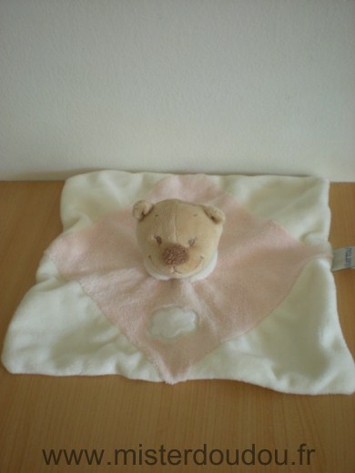 Doudou Ours Nattou Beige blanc rose 